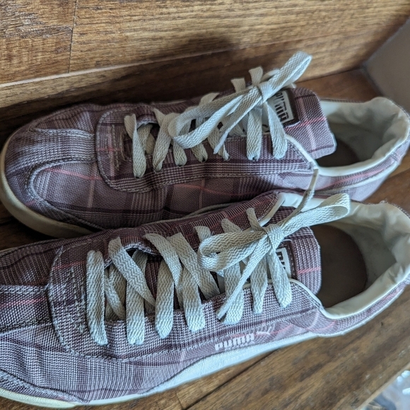 vintage Y2K PUMA Roma Womens Size 10 Pink Burgandy & White Plaid sneaker - Picture 11 of 16
